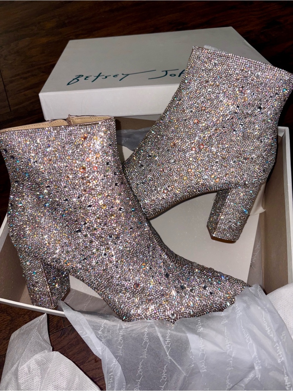 Betsey Johnson Cady Crystal Ankle Booties - Silver